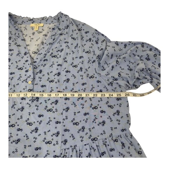 Como Blu Womens 100% Rayon Blue Floral Print Top Blouse SZ 2X V-Neck 3/4 Sleeve - Picture 4 of 12